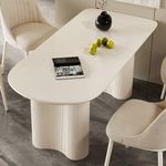 HOTICKME 70.86" Dining Table for 4 or 6 or 8 People, Modern Dining Room Table, Kitchen Table for Bar, Living Room, Table Only, White Rectangular Dinner Table, Space Saving