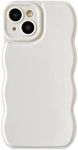 Caseative for iPhone 14 Pro Max Case, Solid Color Curly Wave Frame Soft Compatible with iPhone Case (White,iPhone 14 Pro Max)