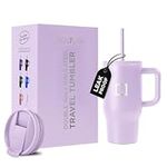 IRON °FLASK Co-Pilot 16 oz Insulated Tumbler w/Straw & Flip Cap Lids - Cup Holder Bottle for Hot, Cold Drink - Leak-Proof - Water, Coffee Portable Travel Mug - Valentines Day Gifts - Lavender