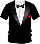 LAOLIUSN Tuxedo T Shirts for Men Tux Costume Suit and Tie Tee Shirt Gifts T-Shirt, White, Small