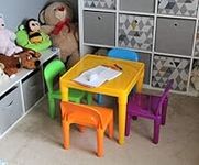 HH Home Hut Kids Plastic Table and Chairs Set - Durable Children's Table & Chair Sets for Toddler Activity Play Study Table, Desk Bright Colours Ideal for Playtime and Learning