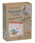 Spanish Verb Flash Cards - Learn Spanish with Monkey Wonder - 98 Verbs Defined with Full Conjugation, for Kids and Adults, Beginners - Great Gift for Students