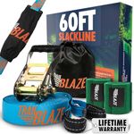Trailblaze Complete Slackline Kit for Kids with Tree Protectors and Ratchet Cover | Slackline Beginner Kit, Outdoor Tightrope, Easy Setup 18.5m blue