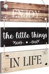 Jetec Decorative Signage, Wooden Wall Decor 'Enjoy The Little Things in Life', Rustic Brown Series