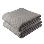 GILDEN TREE Waffle Towels Quick Dry Lint Free Thin, 2 Pack Bath Sheets 40x80 Oversized Extra Large for Adults, Classic Style (Pewter)