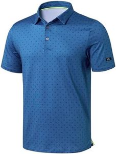 Obla Mens Golf Polo Shirts Short Sleeve Dry Fit Performance Moisture Wicking Casual Print Collared Golf Shirts for Men(Blue Circle_XL)