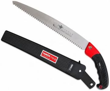 TABOR TOOLS TTS32A Pruning Saw with Sheath, 10 Inch Straight Blade Hand Saw for Tree Trimming & Wood Cutting, Razor Tooth Tree & Limb Saw with Belt Holster for Camping