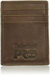 Timberland PRO Men's Leather Front Pocket Wallet with Money Clip Accessory, Dark Brown, One size