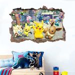 Cartoon Anime Sticker pokemon wall decals PVC Poster Kids Room Decor - Waterproof