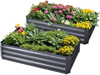 Green Fingers Garden Bed Galvanized Steel Planter Box, Gardening Supplies Plant Containers Patio, 150 x 90 x 30cm Set of 2 Raised Beds Rectangle for Vegetables Flowers Herbs