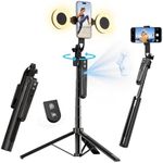 yAyusi Auto Face Tracking Tripod 360° Rotation with Light, No App, 180cm Phone Tripod & Selfie Stick with Remote for Cell Phone 4"-7", Motion Sensor Phone Tripod for Vlog/Live Stream/Video Recording