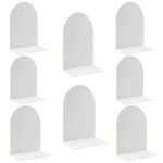 Lulonpon 8pcs Book Ends, White Bookends, Non-Skid Book End, Metal Bookends for School Library and Desktop Organizer, Acrylic Book Ends for Book Shelves