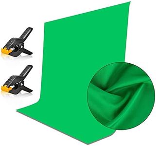 EMART 5x7ft Green Screen Backdrop, Polyester Wrinkle-Resistant Curtain Fabric, Chroma-Key greenscreen Cloth Sheet for Zoom, Including 2 Spring Clamps Suitable for Photoshoot, Interview, Live Stream