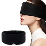 BLSSNZ Sleep Masks for Women Man,Light Blocking Sleep Mask for Side Sleeper，Soft Dual-Sided All-Season Eye Mask for Sleeping,large Blindfold with Adjustable Velcro for Travel,Nap,Yoga（Black)