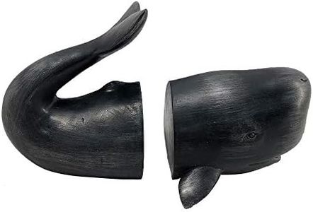 Comfy Hour Resin Set 2 Whale Bookends Art Bookends Solid Heavy Weight, Black