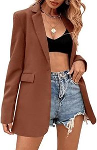 Febriajuce Women's Casual Long Sleeve Lapel Oversized Button Work Office Blazer Suit Jacket