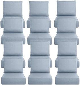 Luxury 6" Thick Outdoor Cushion Set 12 - 24x24 Patio Furniture Cushions with 28D High-Density Foam, Water-Resistant & Fade-Resistant Fabric, Removable Covers for Patio Furniture Sofa Couch -Baby Blue