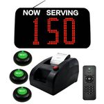 CYSSJF Wireless Queue Calling System Number Display Take A Number System Restaurant Pager with 1 Wait Number Display +1 Thermal Printer+3 Call Buttons for Restaurant, Hospital,Clinic