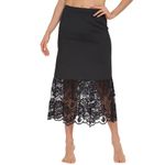 MANCYFIT Half Slips for Under Dresses Extender Slip Skirt for Women Lace Trim Long Underskirt 22 28 32 Inches, Black-32, Medium