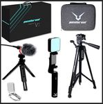 Vlogging Kit WENTORUM - Youtube Starter Kit with 2 Tripods, Powerbank, LED Light, Microphone, Selfie Mirror - Streaming Equipment for iPhone/Android/DSLR camera - for TikTok/Filming/Live Streaming