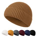 NEOLA Beanie Hat Men - Fisherman Beanie Trawler Beanie Knitted Cuffed Winter Hat Skullcap Gifts for Men UK Khaki