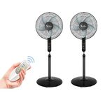 Simple Deluxe Oscillating 16 Adjustable 3 Speed Pedestal Stand Fan with Remote Control for Indoor, Bedroom, Living Room, Home Office & College Dorm Use, 2 Pack, Black