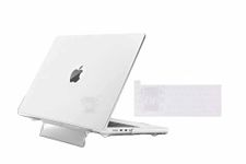 iFyx Compatible with MacBook Pro 13 inch 2023-2020 Release A2338 M2 M1 A2289 A2251 13" Anti-Fingerprint Plastic Hard Shell Case Cover with Folding Stand + Keyboard Skin (White)