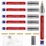 Grout Pens, 6 Pieces Tile Grout Reviver Pens, Grout Restorer Marker Repair Pens, Waterproof Anti-Mould Tile Paint Markers, With An Additional Replacement Tip, Grouting Pen For Bathroom Kitchens (Grey)