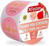 XFasten Pink Thank You Stickers Roll for Small Business, 500 2-inch Round Thank You Sticker Tags, Microwave-Safe Thank You Sticker Label Bulk for Packaging, Shipping, Shopping Bags and Envelopes