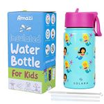 SOLARA Water Bottle for Kids 450ml, Kids Water Bottle, Sipper Bottle for Kids, Thermosteel Kids Bottle, Stainless Steel Water Bottle for Kids, Straw Bottle for Kids, Mermaid