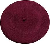 reshmena® Adult Beret Hat Women French Style Wool Beret Hat Plain Classic Color Beret Hat, Unisex Soft Warm Outdoor Vintage Artist Hat Beanie Unisex Hat (UK, Alpha, One Size, Wine)