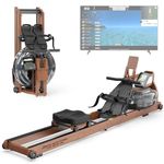 JOROTO MR380 Water Rowing Machines for Home Use,Foldable Rowing Machine Oak Wood Rower Machine,350LBS Weight Capacity with Bluetooth Monitor,Tablet Holder