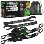Retractable tension straps with ratchet from (pack of 2) - 1360 kg maximum breaking strength, including (2) ultimate 5 cm x 3 m automatic retractable tension straps with padded handles - Black