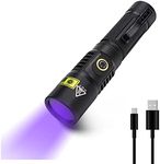 20W Rechargeable UV Torch Light 365nm uv Light for Resin Curing Pet Urine Detection Ringworm Fluorescent,2 Modes Professional Black Light Led Ultraviolet Torch with filter,Waterproof,Battery Included1