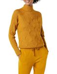 Amazon Essentials Women's Soft Touch Funnel Neck Cable Jumper, Tobacco Brown, M