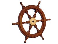 Hampton Nautical Deluxe Class Wood and Brass Decorative Ship Wheel 18" - Nautical Home Decoration Gifts