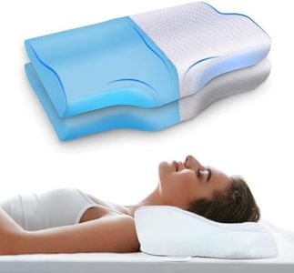 Sleepsia Memory Foam Cervical Pillow | 1 Year Warranty | Orthopedic Pillow for Neck Pain Support with Curve Neck Extra Support for Sleeping Side & Back Sleepers (White, Gel) PK2