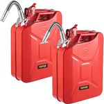 VEVOR Jerry Fuel Can, 5.3 Gallon / 20 L Portable Jerry Gas Can with Flexible Spout System, Rustproof ＆ Heat-resistant Steel Fuel Tank for Cars Trucks Equipment, 2PCS Red