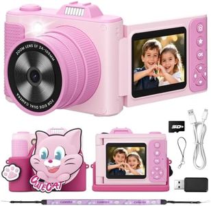 Kids Digital Camera for Girls Boys Age 3-10, My First Camera, 1080P HD Video, Toddler Camera Easy to Use, Shockproof Durable, Toys Gift for Kids Birthday Christmas with SD Card-Pink