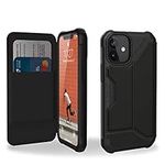 URBAN ARMOR GEAR UAG iPhone 12 Mini 5G - (5.4 inch) Flip Folio Cover with Card Slots and Viewing Stand Feather-Light Rugged Metropolis Protective Cover, SATN ARMR Black