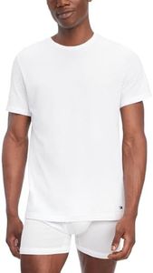 Tommy Hilfiger Men's Undershirts 3 Pack Cotton Classics Crew Neck T-Shirt, White, Large