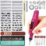 Uolor 108 Pcs Engraving Tool Kit, Multi-Functional Electric Corded Micro Engraver Etching Pen DIY Rotary Tool for Jewelry Glass Wood Metal Ceramic Plastic with Scriber, 82 Accessories and 24 Stencils