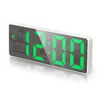 Criacr Digital Alarm Clock, Alarm Clocks Bedside with USB/Battery Powered, LED Digital Clock with Big Display, Temperature, 3 Adjustable Brightness, Snooze, Voice Control, for Heavy Sleepers