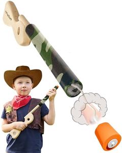 Camo Toy Pop Gun for Kids - Wooden Toy Guns for Boys 3-7 Yrs Old - Fake Handgun with Sturdy Wood Finish & Plastic Popper Cap - Fun Hand Rifles & Pistol Toys for Small & Big Kid Play - Made in The USA