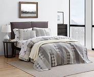 Eddie Bauer- Queen Quilt Set, Cotton Reversible Bedding Set, All Season Lodge Home Décor (Fairview Grey, Queen)