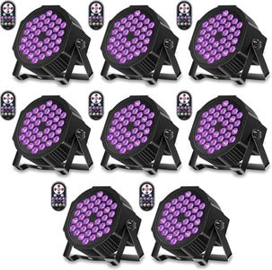 36LED Black Lights, U`King 72W UV Stage Lights Blacklight with Glow in The Dark Party Supplies by DMX and Remote Control for Halloween Stage Lighting (8 Packs)