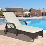 BRISHI Outdoor Swimming Poolside Lounger Beach Sunbathing Lawn Patio Chaise Lounge Sun Lounger Chair Adjustable Backrest (Brown)
