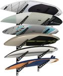 Neorexon Adjustable Metal Board Wall Rack, 6 Board Wall Mount Display for Surfboard, Wakeboard & Snowboard Storage in Home or Garage