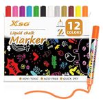 Chalk Markers for Blackboards,12 Liquid Chalk Markers, Chalk Board Markers for Dry Wet Erase,Neon Liquid Chalk Pencils, Non-Toxic Ink, Chalkboard Chalks for Non-porous Window,Glass,Bistro LED Board