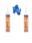 Asian Paints Xtremoseal Durable Silicone Sealant For Water leakage, Waterproofing, Gap Filler - Glass, Windows, Frames, Metal, Wood and Sanitary Joints - 280ml (Pack of 2 with gloves) (White)